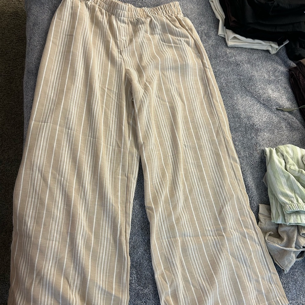 Sincerely Jules Beige Striped Trousers